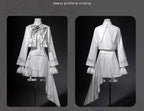 Silver Covenant - White Ouji Lolita Embroidery Coat and Shorts Set with Cross - image 6