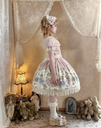 Picnic Bunny - Cotton Daily Doll-like Lolita OP Dress, Bunny Print and Accessories - image 5