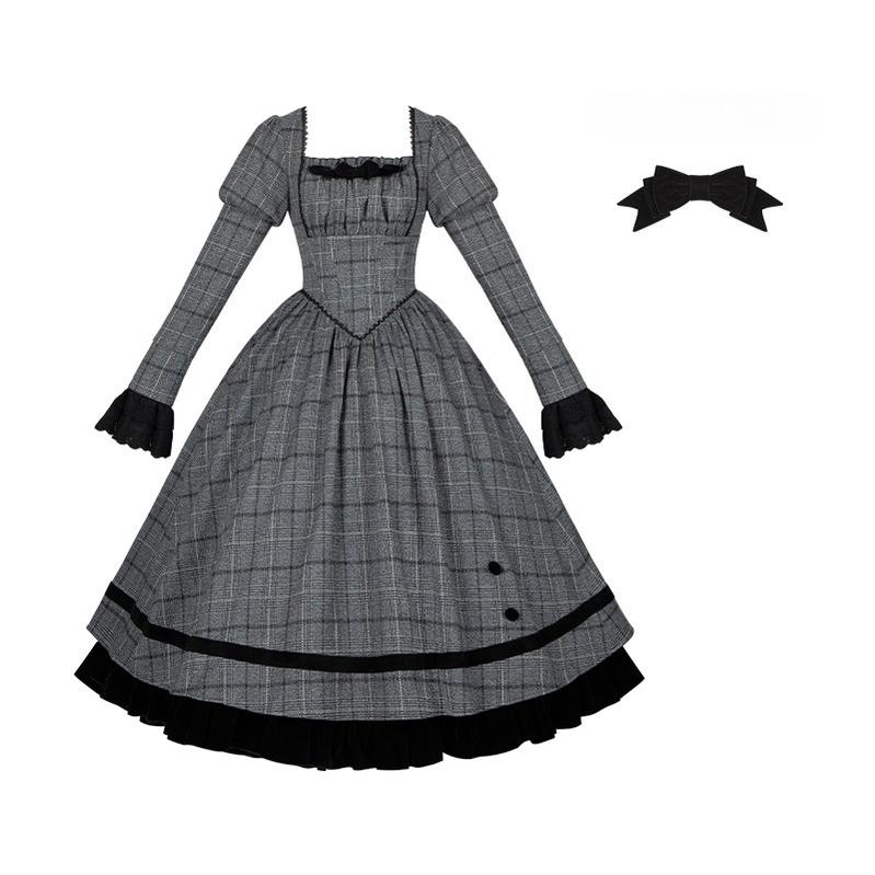 Yesterday's Epistle - Winter Classic Lolita Plaid Dress Set, Fishbone Waist - image 29