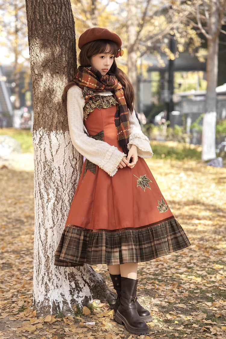 Autumn Chronicles - Sweet Lolita JSK Dress in Red & Green - image 9