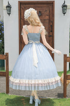 Island Diary - Square Collar Flutter Sleeves Triple-Layered Ruffled Lace-Up Sweet Lolita JSK Dress 2 Versions - image 14