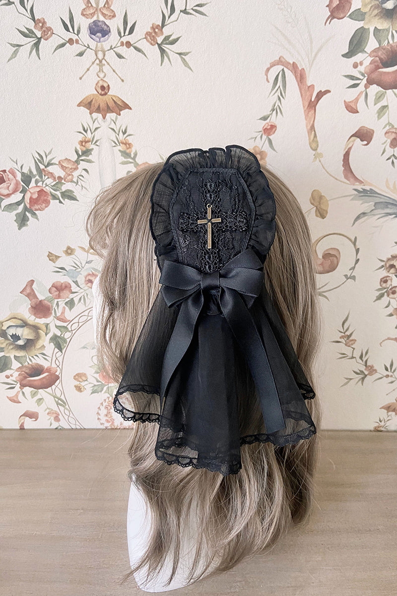 Alice Girl Cross Maiden Gothic Lolita Veil Headbow - image 3
