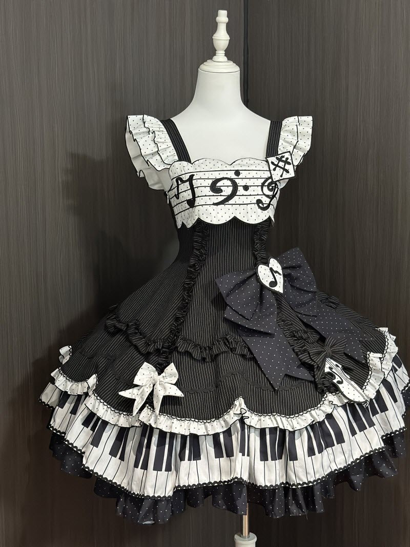 Rhythmic Note Classic Lolita JSK, Blouse and Apron Coordinate and Accessories - image 1