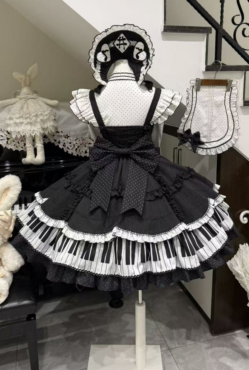 Rhythmic Note Classic Lolita JSK, Blouse and Apron Coordinate and Accessories - image 3