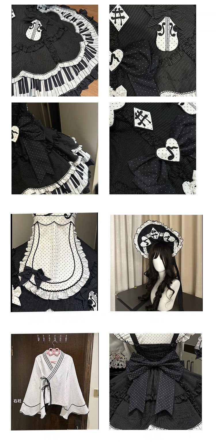 Rhythmic Note Classic Lolita JSK, Blouse and Apron Coordinate and Accessories - image 5