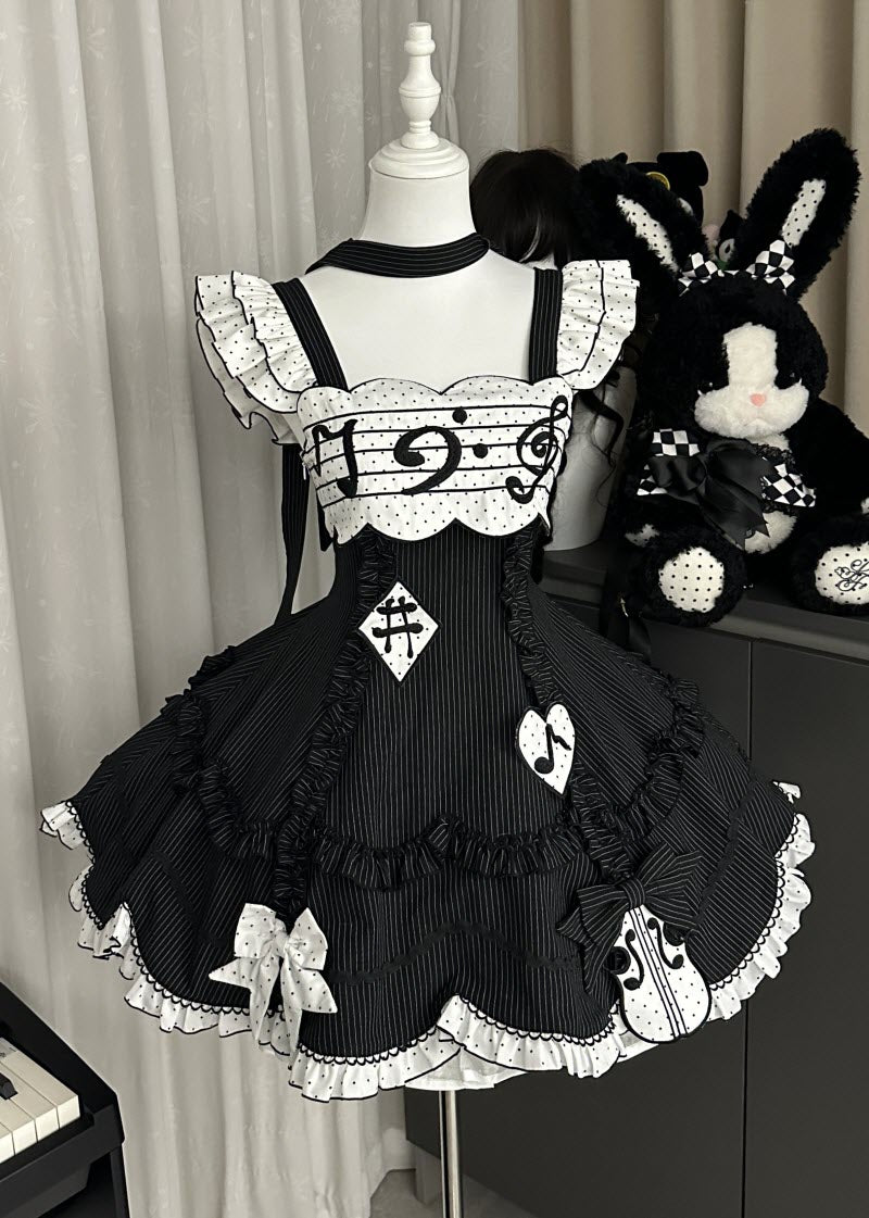 Rhythmic Note Classic Lolita JSK, Blouse and Apron Coordinate and Accessories - image 8