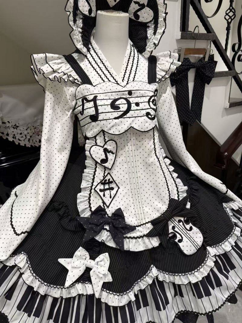 Rhythmic Note Classic Lolita JSK, Blouse and Apron Coordinate and Accessories - image 9