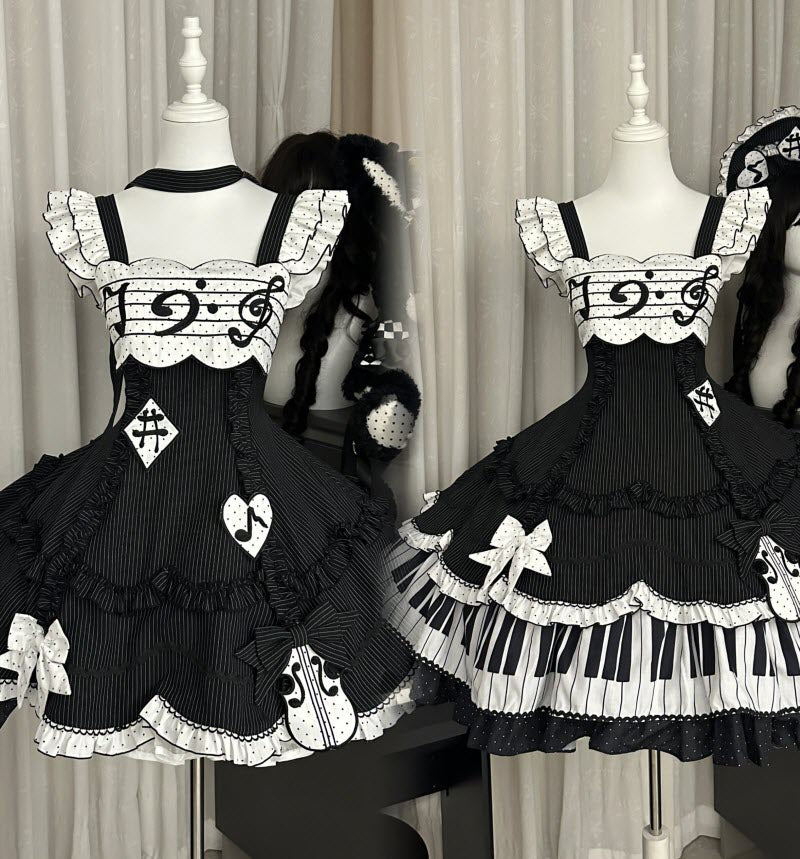 Rhythmic Note Classic Lolita JSK, Blouse and Apron Coordinate and Accessories - image 10