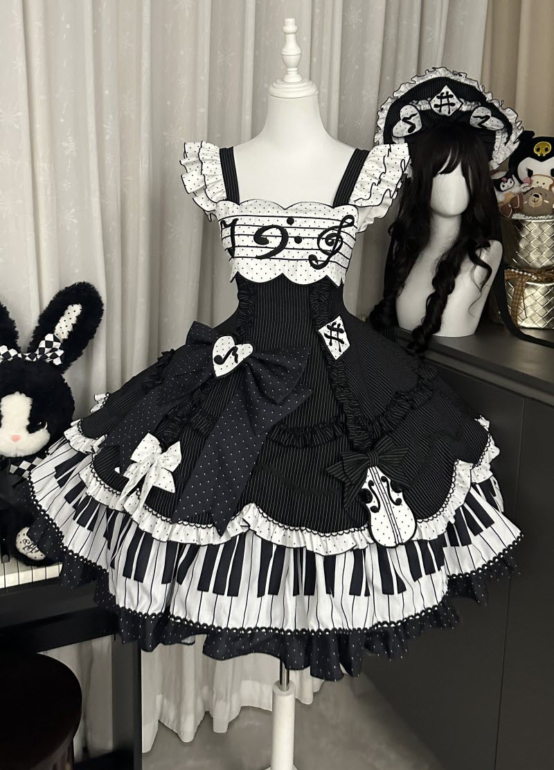 Rhythmic Note Classic Lolita JSK, Blouse and Apron Coordinate and Accessories - image 11