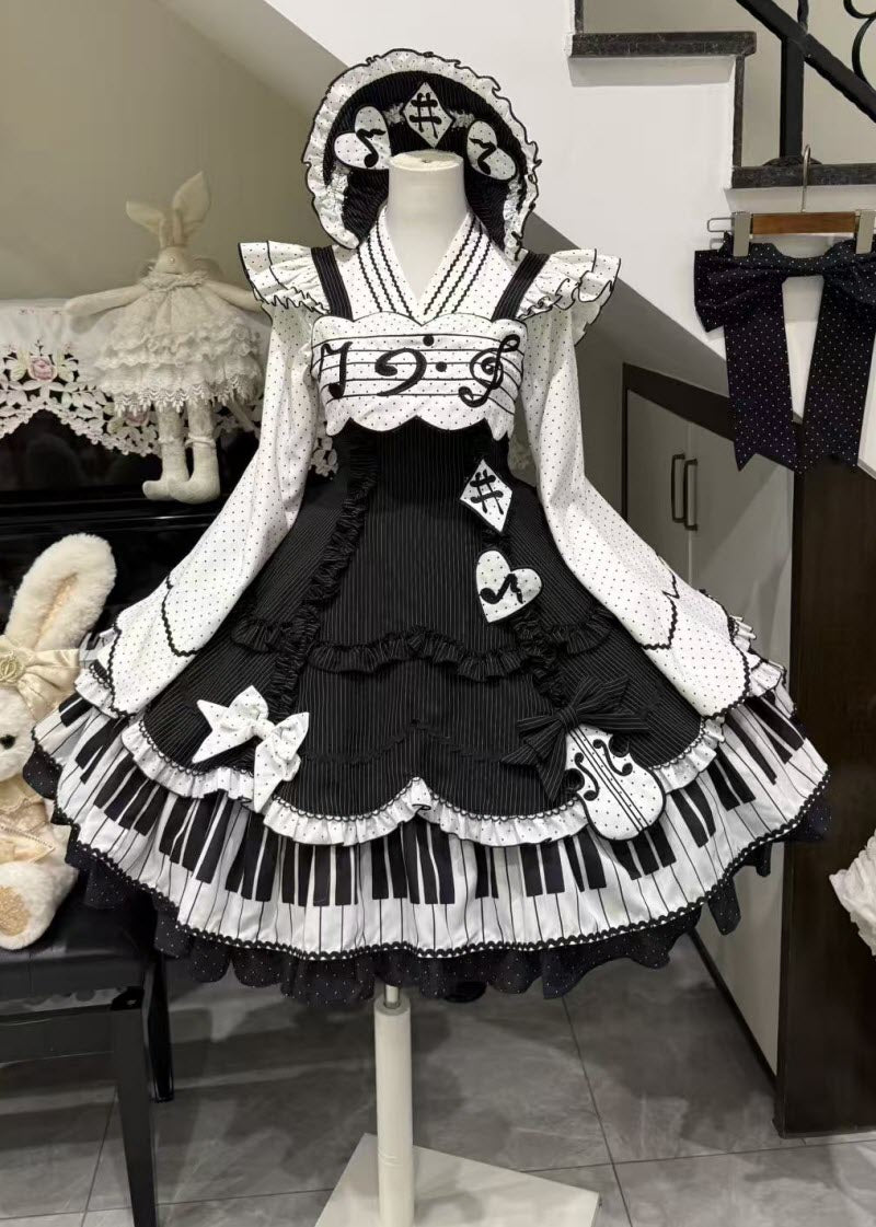 Rhythmic Note Classic Lolita JSK, Blouse and Apron Coordinate and Accessories - image 12