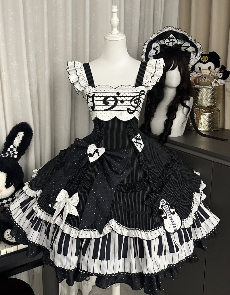 Rhythmic Note Classic Lolita JSK, Blouse and Apron Coordinate and Accessories - image 13