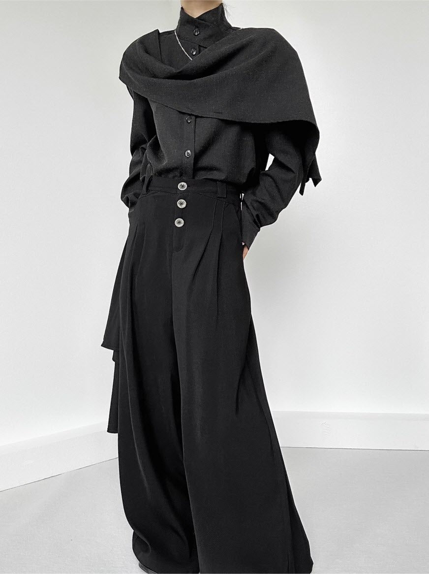 French Stand-Collar Ribbon Ouji Blouse - image 9