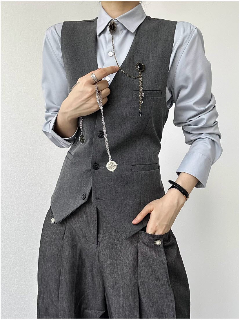 Modal Drape Pointed-Collar Ouji Blouse - image 19