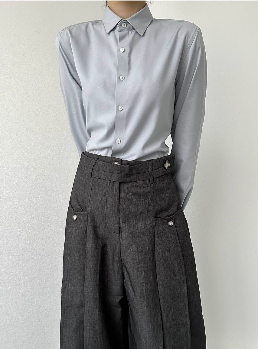 Modal Drape Pointed-Collar Ouji Blouse - image 24