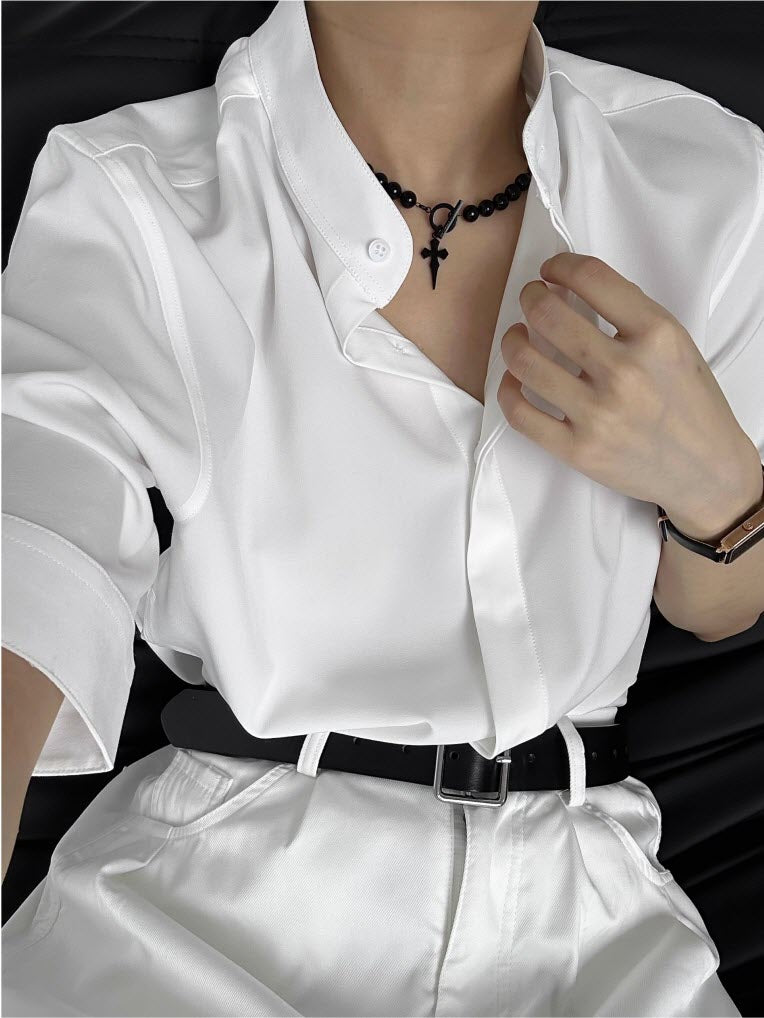 Stand-Collar Ouji Blouse – Short & Long Sleeves - image 14