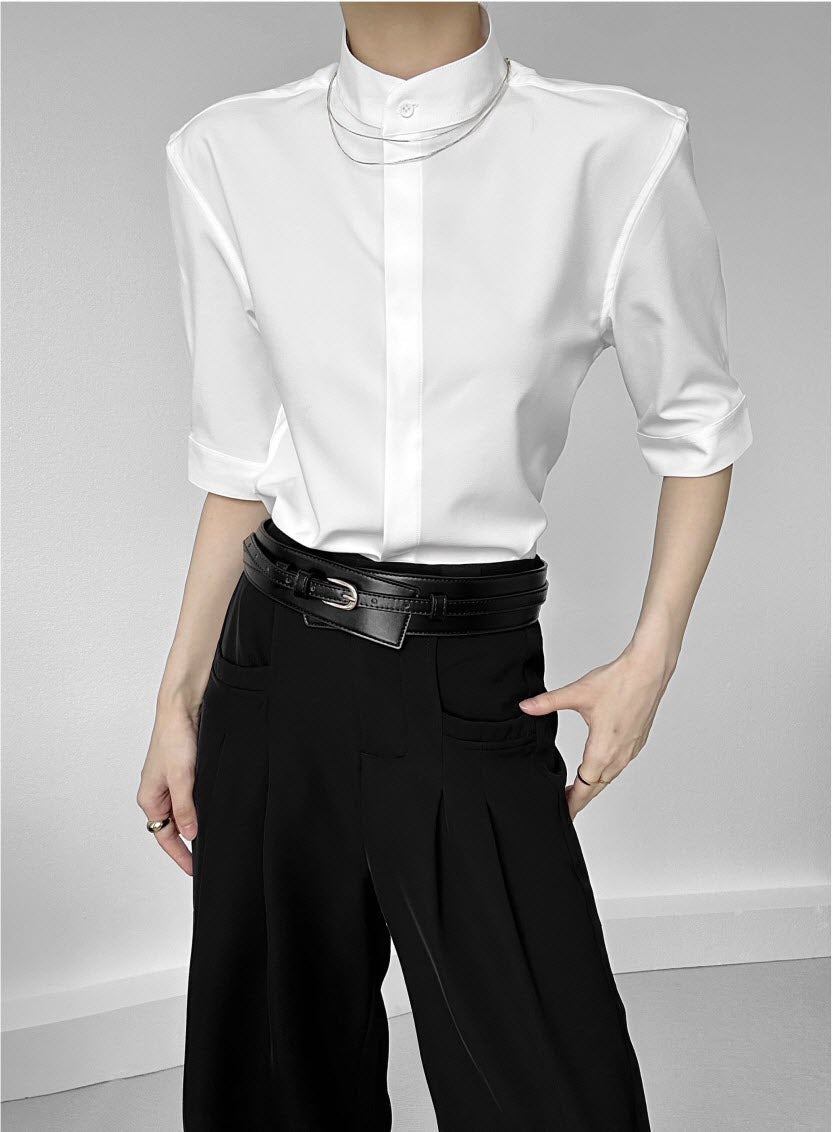 Stand-Collar Ouji Blouse – Short & Long Sleeves - image 20