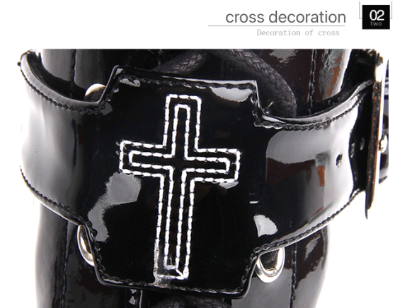 J-fashion Punk Lolita Classic Black High Boots - image 5