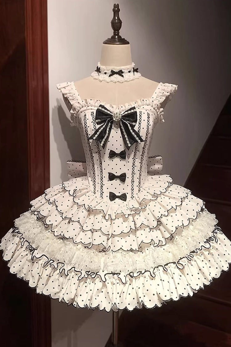 Beige Polka-Dot Sweet Princess Lolita JSK Dress - image 3