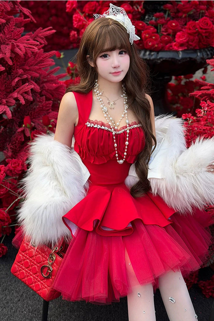 Romantic Rose - Square Collar Sleeveless Ruffled Classic Ballet Lolita Dress - image 13
