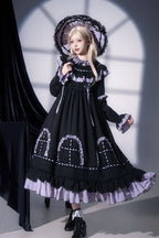 Twin Lilian - Round Collar Long Sleeves Double-Layered Ruffled Bow Lace-Up Gothic Lolita Dress - image 6