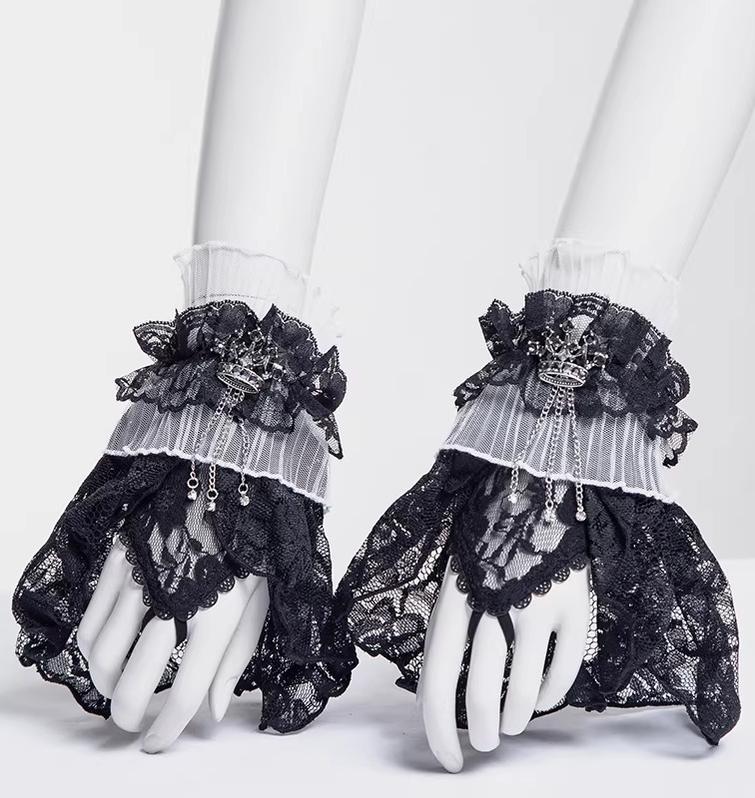 Gothic Lolita Lace Cuffs, Crown Decoration - image 2