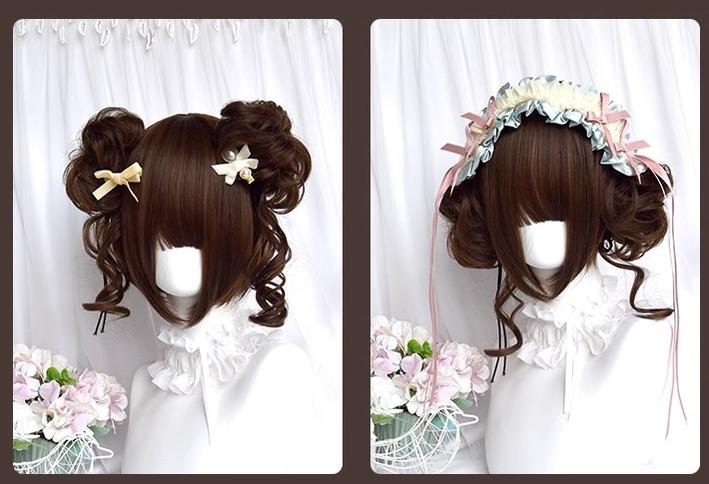 Kawaii Brown Bun Ponytail Lolita Wig - image 12