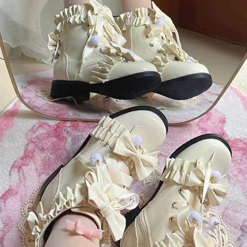 Enthusiastic Ideation - Elegant Lolita Shoes Fleeced Short Martin Boots - image 51