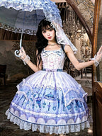 Kawaii Floral Bowknot JSK Dress with Overlay - image 1