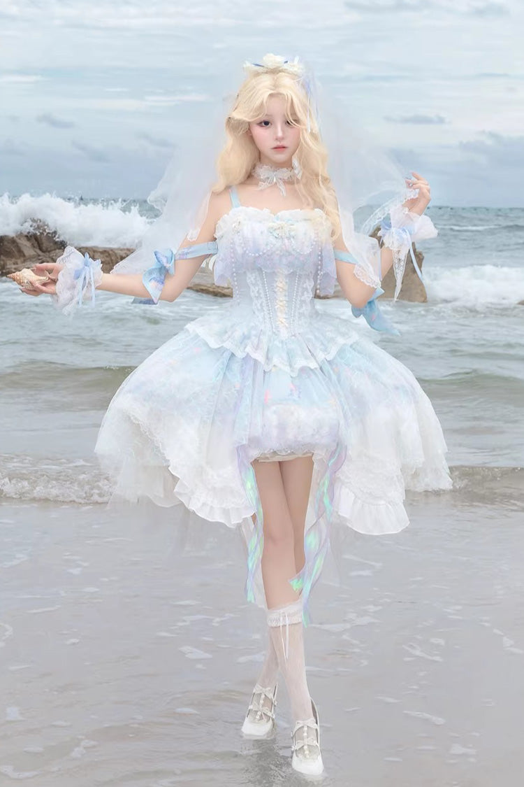 Mermaid's Tears - Ocean Wedding Sweet Lolita JSK Full Set - image 4