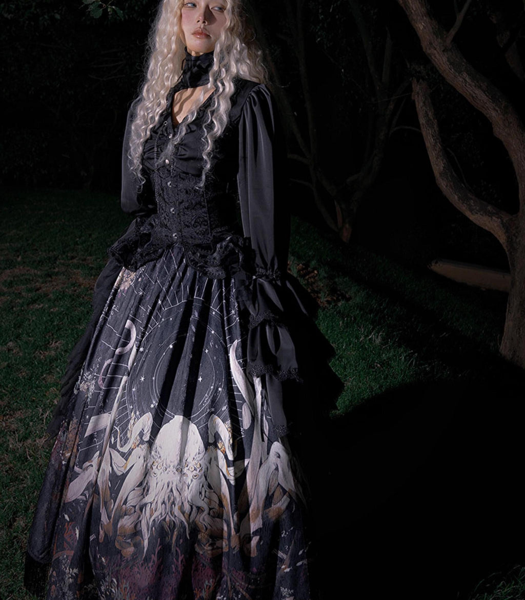 Reborn Ancient God Gothic Lolita Shirt and Skirt Set - image 17