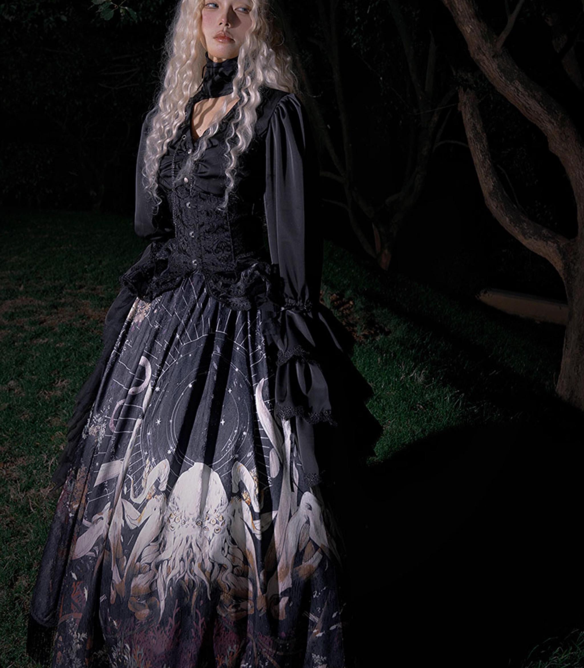 Reborn Ancient God Gothic Lolita Shirt and Skirt Set - image 17