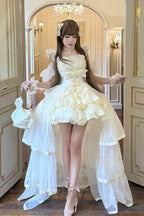 Beige Mousse Love Song Ballet Lolita Short Dress Set - image 1
