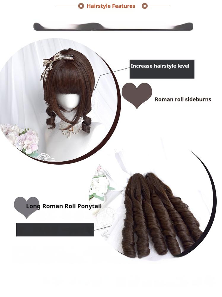Fairy Tale Town - Classic Lolita Dark Brown Curly Twin-Tail Wig - image 11