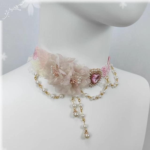 Elegant Lolita Necklace Rose Gemstones and Pearl Necklace - image 5