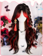Bathing Flames - Red & Black Highlighted Gothic Lolita Wig - image 1