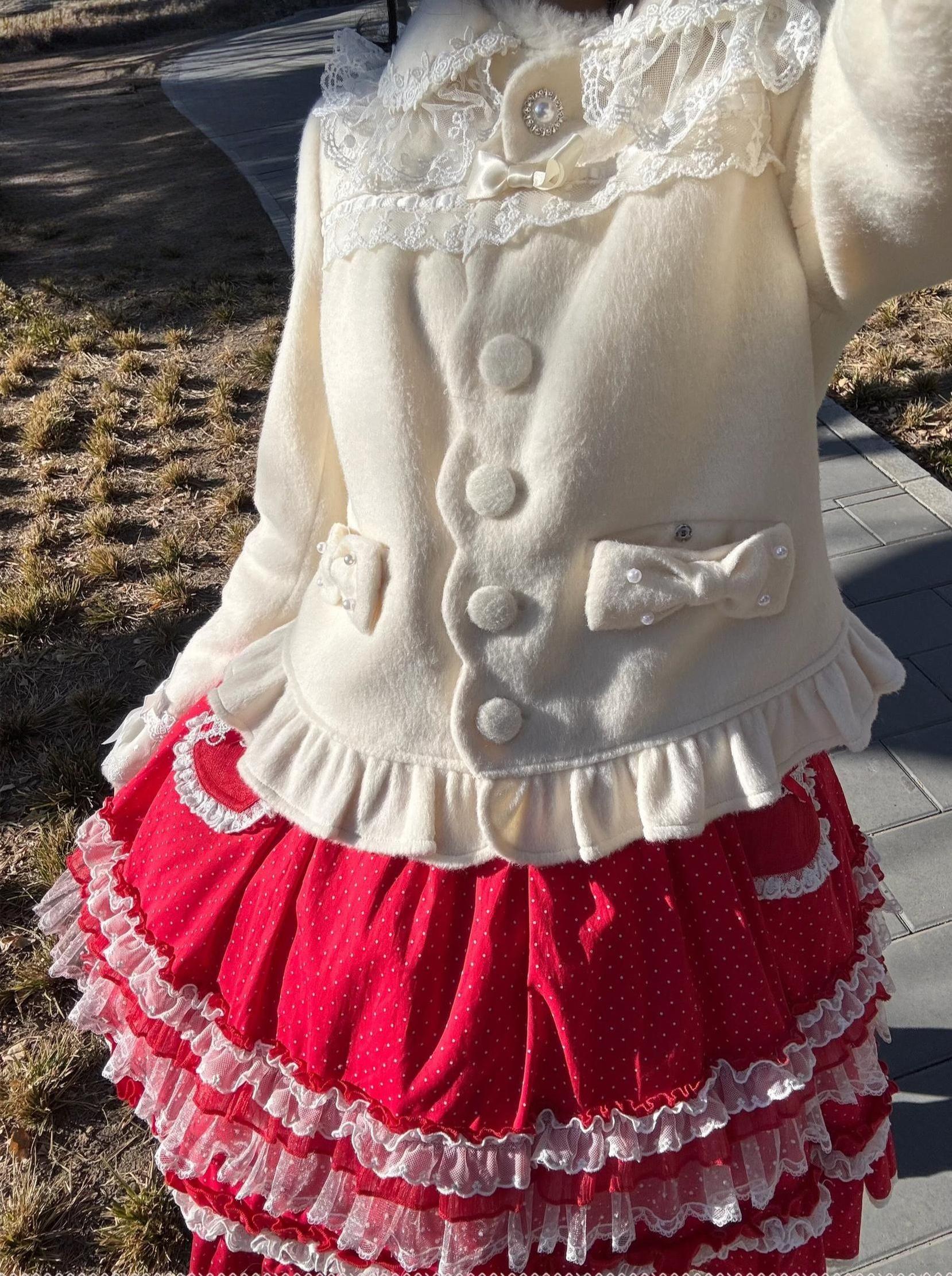 Petal Girl - Loose Sweet Lolita Coat, Detachable Bow - image 3