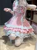 Pink Bow Lace JSK with Bunny-Ear Hat Set - image 1