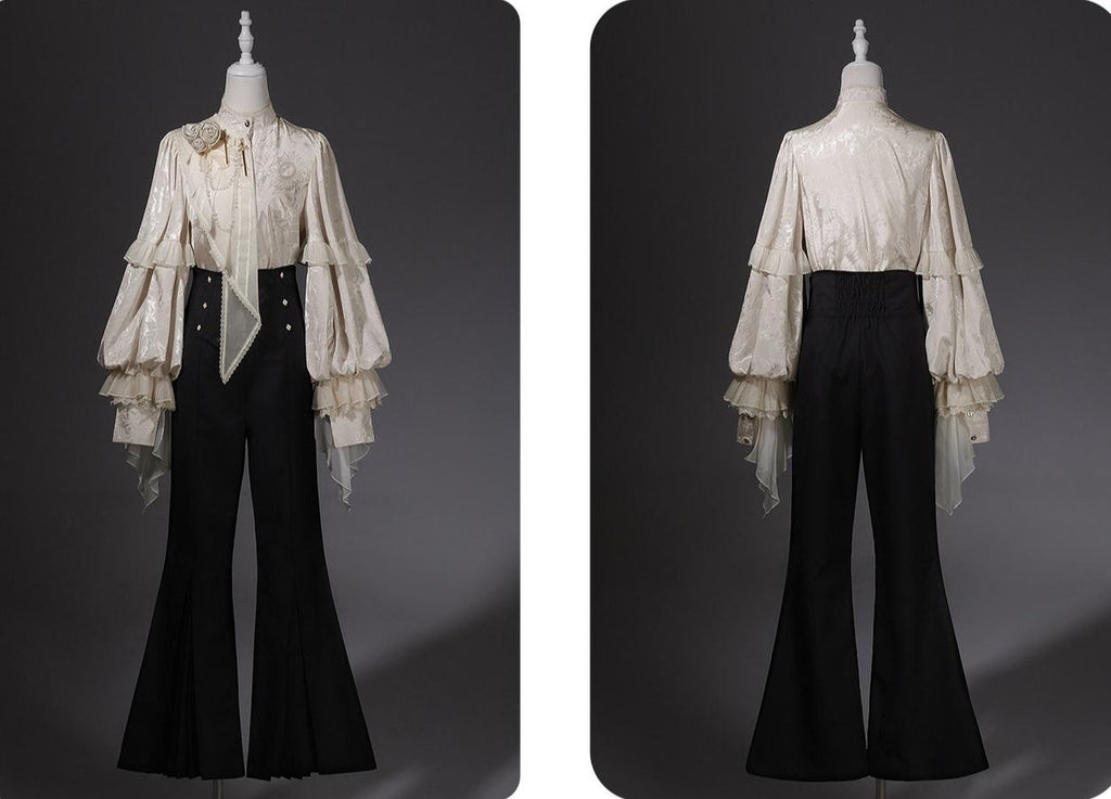 Rose and Sword - Ouji Lolita Jacquard Blouse & High Waist Pants Suit - image 4