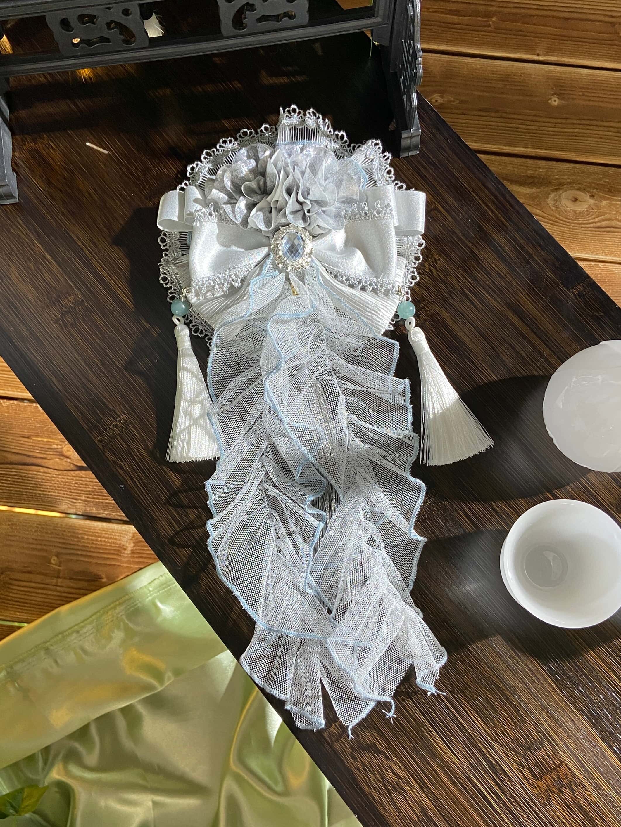 Candle Dragon Spirit - Fantasy White-Silver Lolita JSK Set - image 18