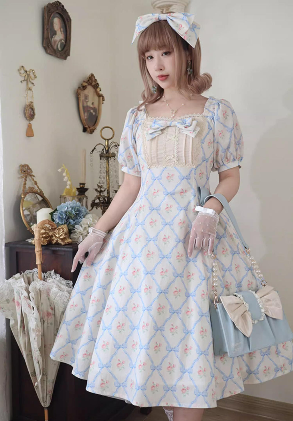 Pastoral Poem - Elegant Lolita OP Dress Floral Print 6-Piece Cut Lolita Dress - image 12
