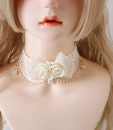 Elegant Lolita Lace Camellia Necklace - image 1