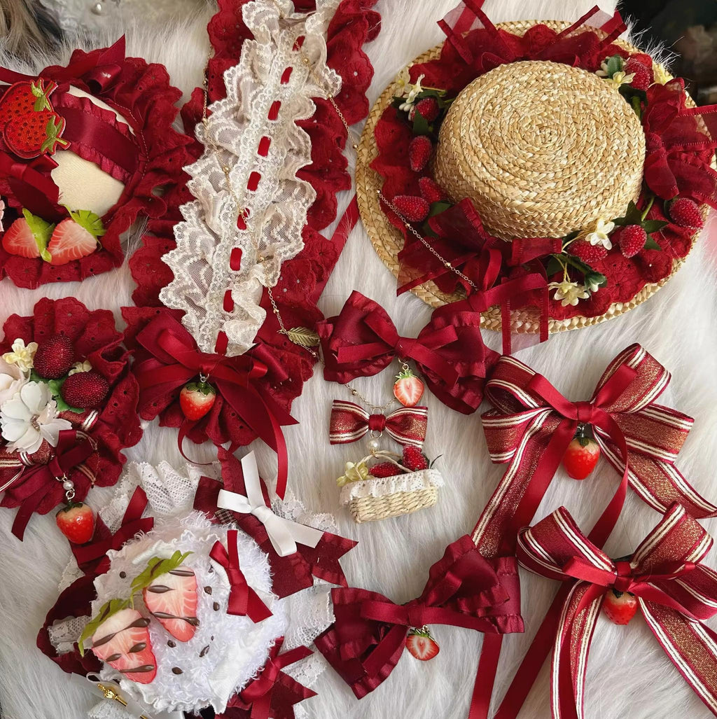 Red Sweet Lolita Headdresses and Strawberry Accessories - image 1