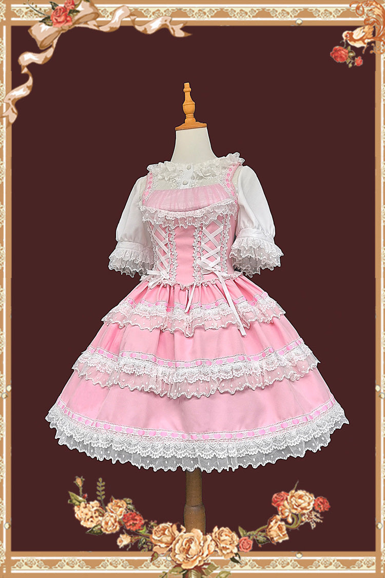 Doll in the Mirror - Square Collar Sleeveless Ruffled Lace-Up Sweet Lolita JSK Dress - image 5
