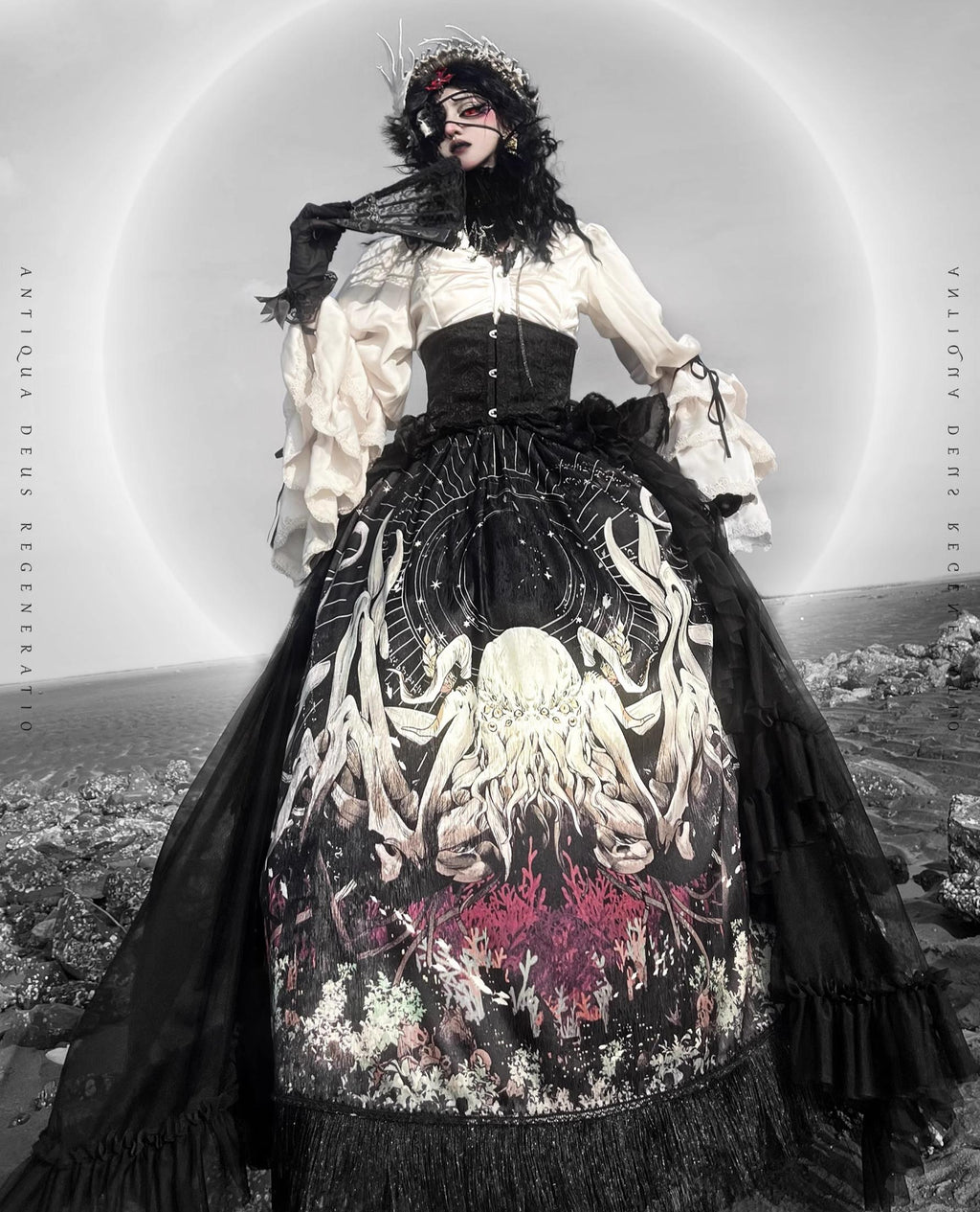 Reborn Ancient God Gothic Lolita Shirt and Skirt Set - image 1