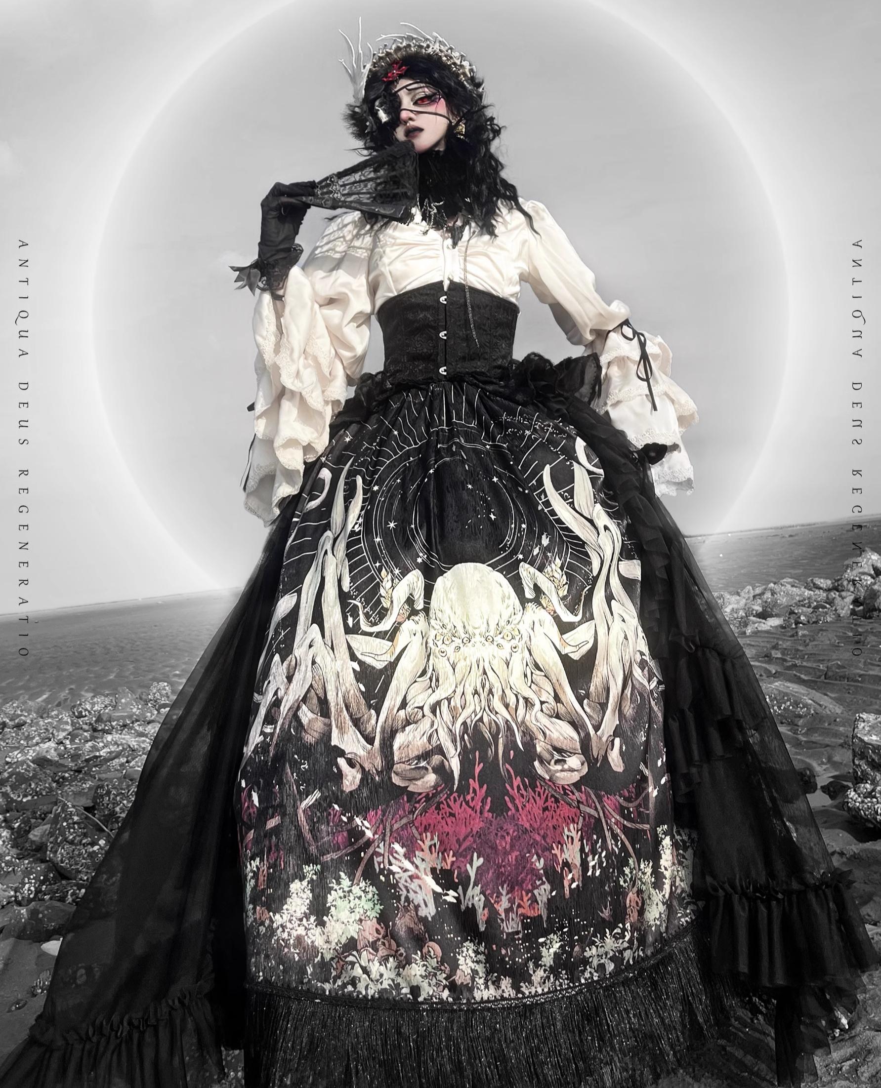 Reborn Ancient God Gothic Lolita Shirt and Skirt Set - image 1