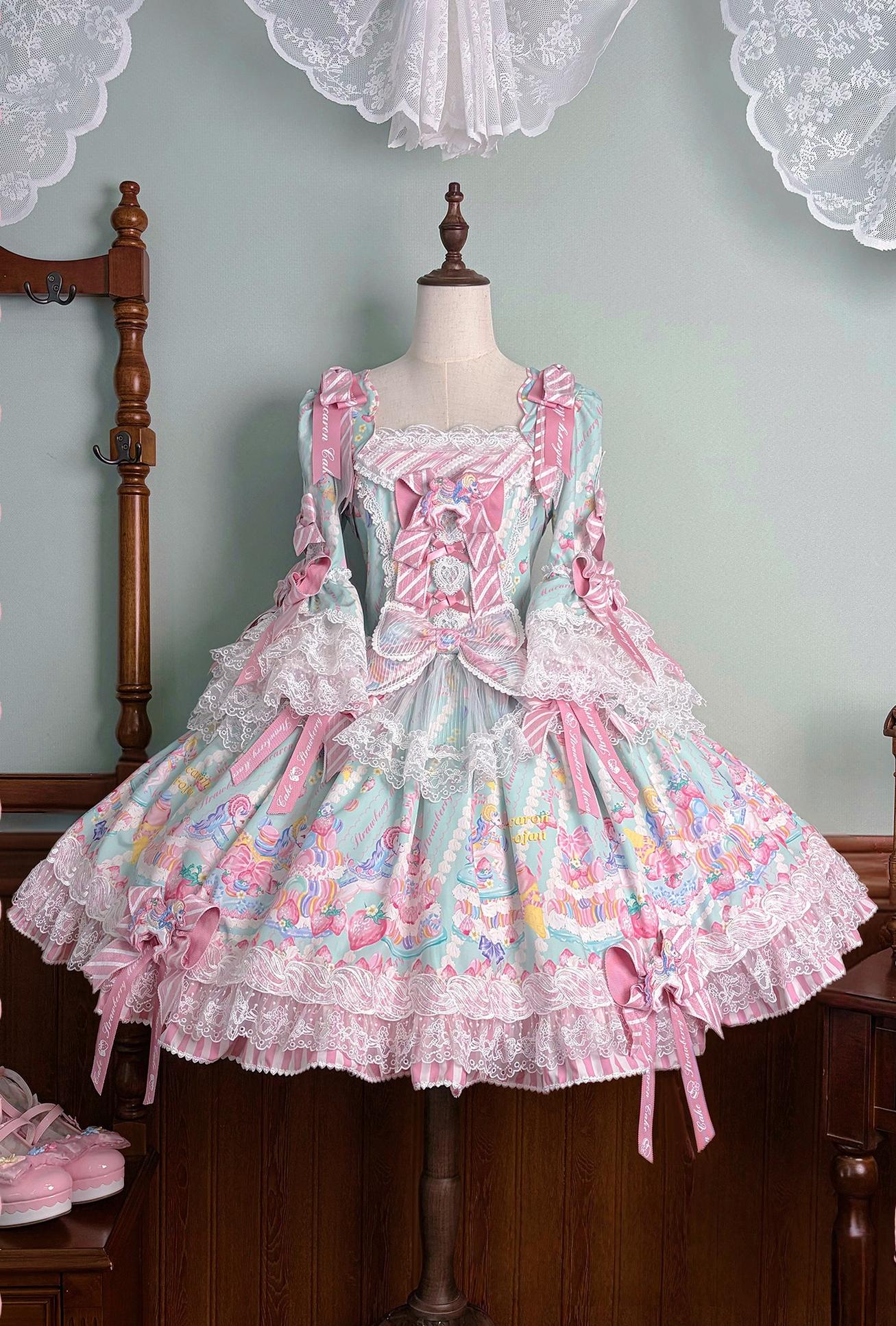 Macaron - Printed Sweet Lolita OP Dress and Old School JSK - image 66