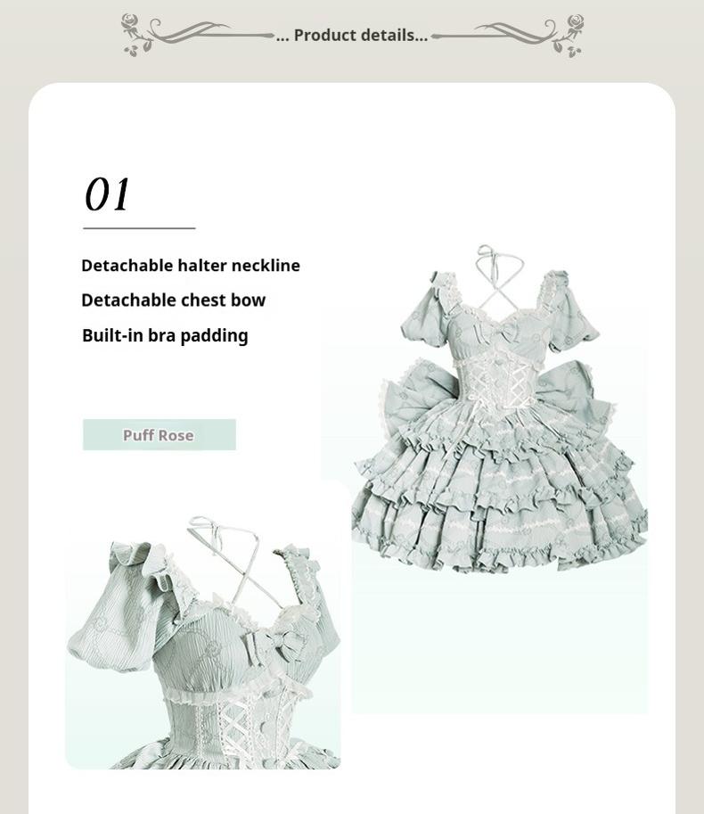 Puff Rose - Sweet Lolita OP Princess Bow Trailing Lolita Dress - image 17