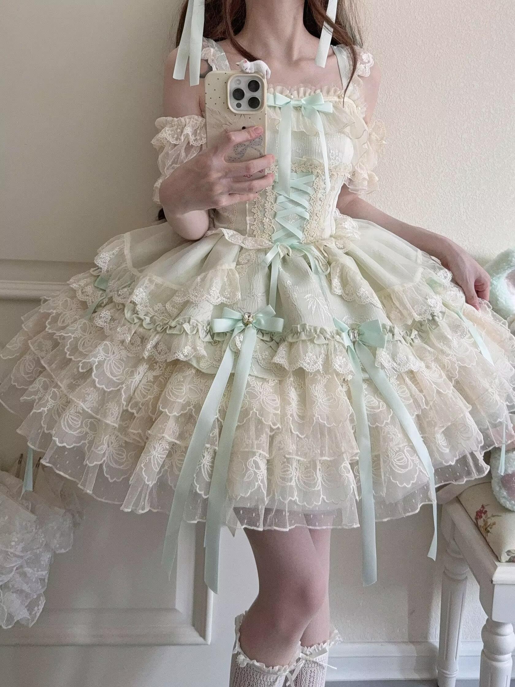 Ribbons of Love Sweet Lolita Tiered JSK Dress - image 30