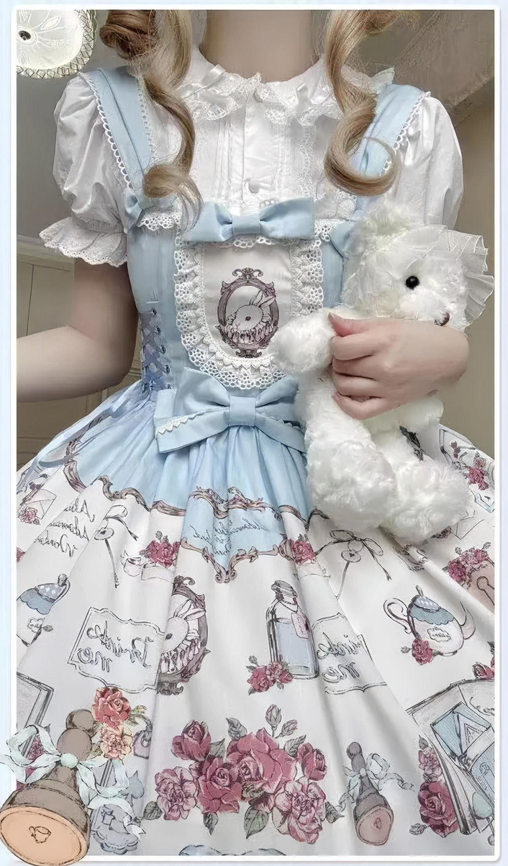Rabbit Collection Box - Bunny Print Kawaii Lolita JSK Dress, 3 Colors - image 35