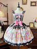 Charcoal Lace Bear-Print JSK with Bow Accents - Sweet Dream Shop - image 1